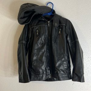 Urban Republic pleather kids jacket with built in  hoodie